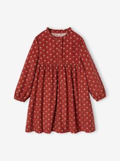 Niña-Vestido estampado de pana para niña