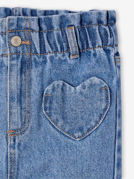 Vaqueros paperbag con bolsillos de corazón para niña azul medio+denim natural 