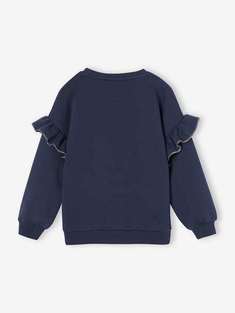 Sudadera con volantes motivo gato fantasía niña azul marino 