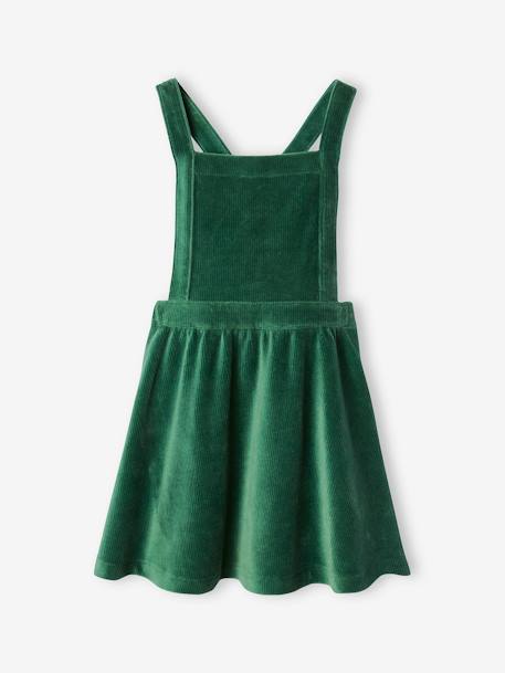 Conjunto vestido peto de pana y camiseta para niña rosa+verde 