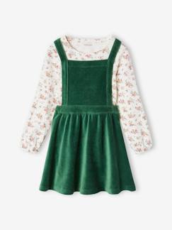 Conjunto vestido peto de pana y camiseta para niña