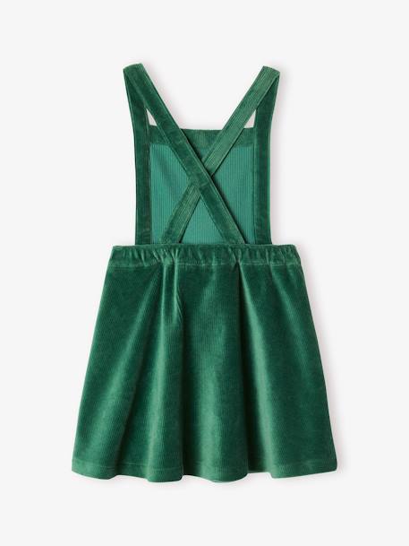 Conjunto vestido peto de pana y camiseta para niña rosa+verde 