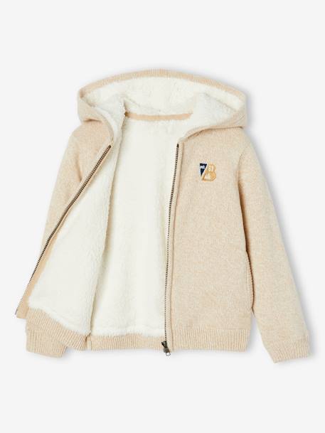 Chaqueta con capucha y forro sherpa para niño gris jaspeado 