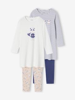 Pijamas y bodies bebé-Pack de 2 camisones motivo panda + leggings para niña