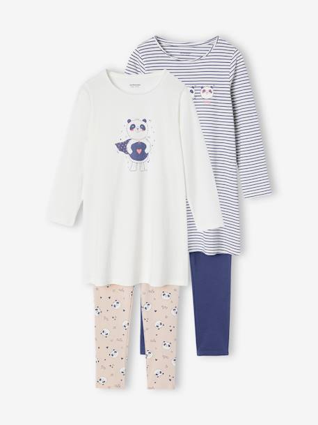 Pack de 2 camisones motivo panda + leggings para niña rosa rosa pálido 