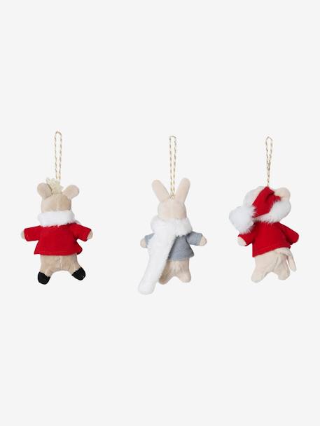 Pack de 3 personajes Los amigos de Papá Noel para colgar rojo 