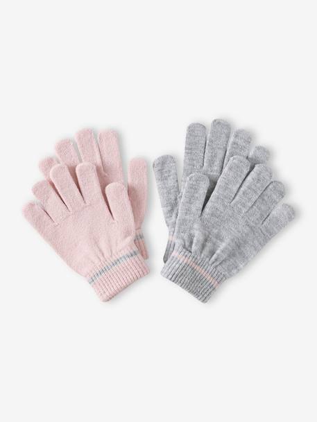 Pack de 2 pares de guantes mágicos para niña rosa maquillaje 