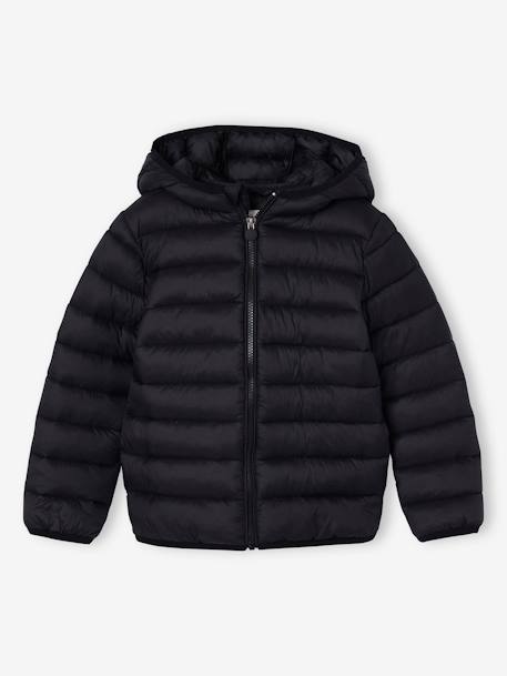 Chaqueta acolchada ligera con capucha para niño negro 