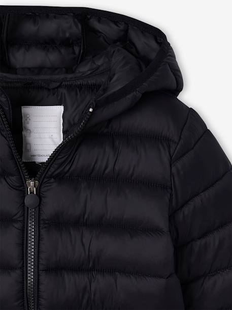 Chaqueta acolchada ligera con capucha para niño negro 