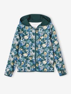 Niña-Ropa deportiva-Sudadera deportiva con cremallera estampada de flores, de tejido técnico