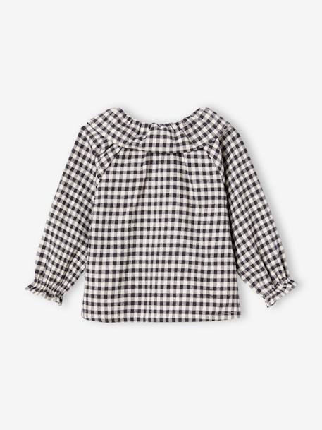 Blusa a cuadros vichy con gorguera bebé niña cuadros negro 