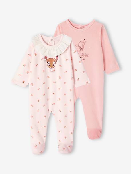 Pack de 2 pijamas bebé Disney® Bambi de terciopelo rosa 