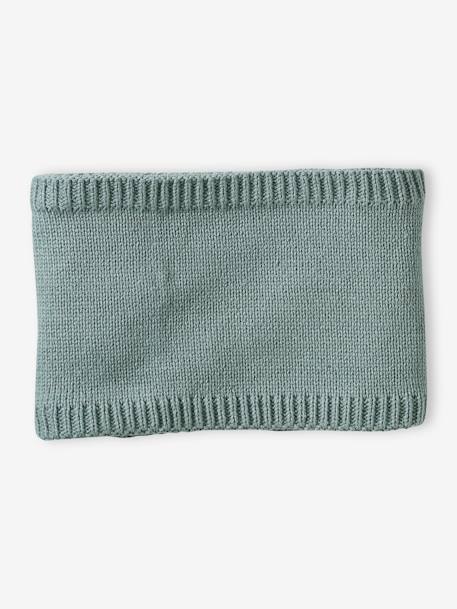 Conjunto para bebé niño: gorro + snood + manoplas - Basics verde agua 