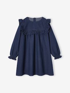 Niña-Vestido de denim ligero con volante para niña