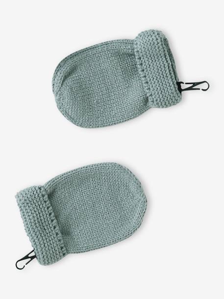 Conjunto para bebé niño: gorro + snood + manoplas - Basics verde agua 