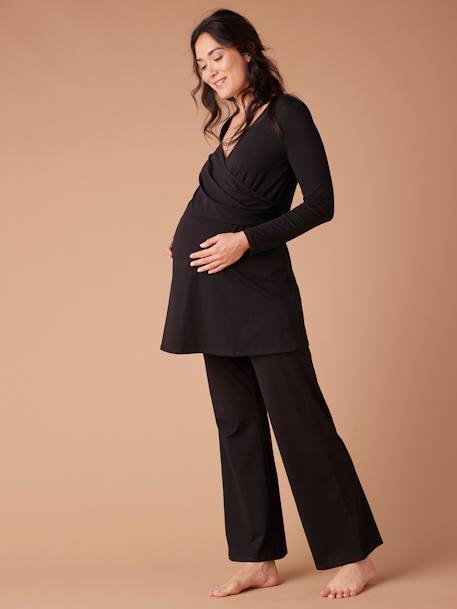 Conjunto de maternidad 2 en 1, vestido de lactancia y pantalón negro 