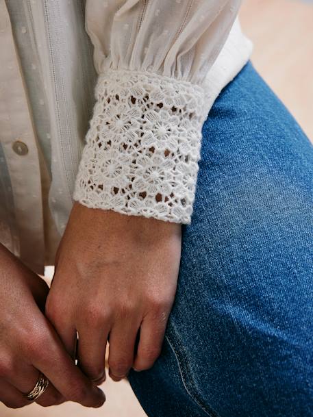 Blusa con efecto bordado para embarazo y lactancia blanco 