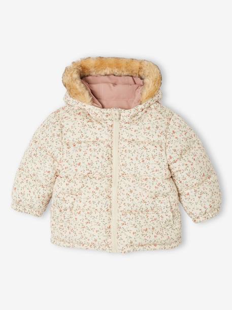 Parka/chaqueta acolchada reversible para bebé rosa viejo 