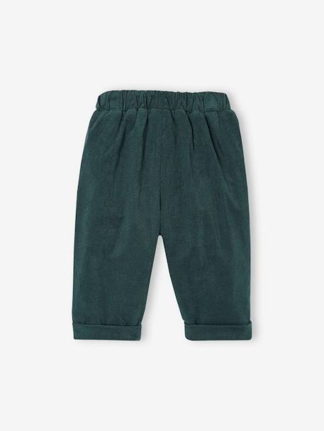 Pantalón de terciopelo con forro polar para bebé verde pino 