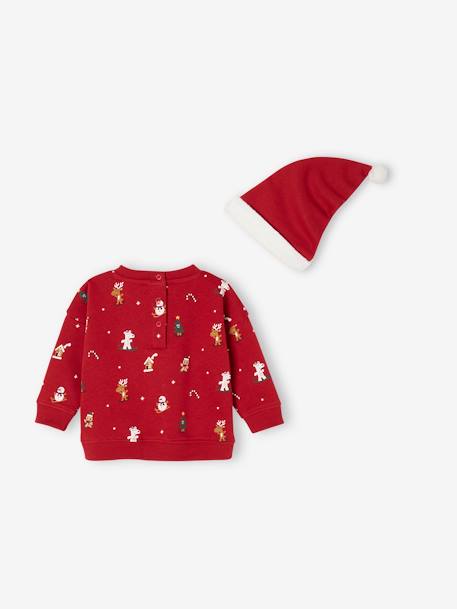 Caja regalo Navidad sudadera + gorro para bebé rojo 