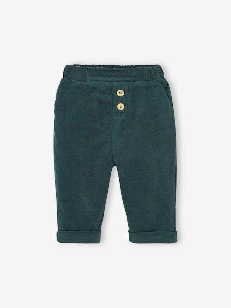 Pantalón de terciopelo con forro polar para bebé verde pino 