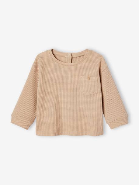 Camiseta de punto de nido de abeja para bebé niño beige 