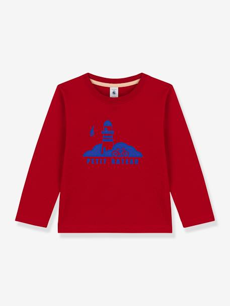 Camiseta de manga larga de algodón PETIT BATEAU rojo 