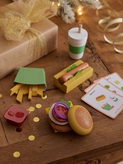 Juguetes-Juegos de imitación-Cocinitas y accesorios de cocinas-Set de menús de comida para llevar de madera FSC® certificada