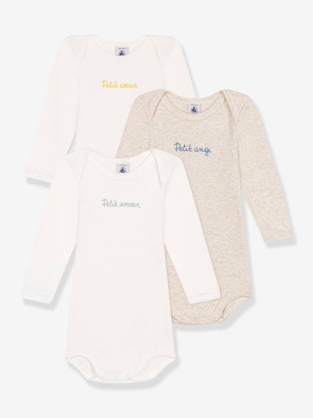 Bebé-Bodies-Pack de 3 bodies de manga larga PETIT BATEAU