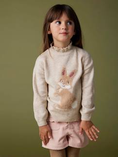 Niña-Jerséis, chaquetas de punto, sudaderas-Jerséis de punto-Jersey jacquard animal con brillantes para niña