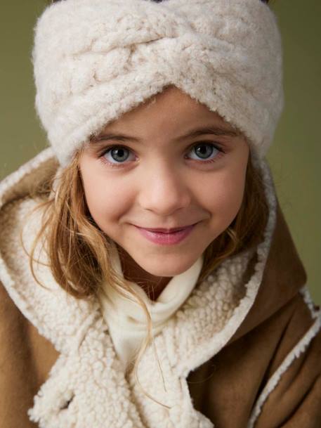 Abrigo con capucha de paño para niña marrón 