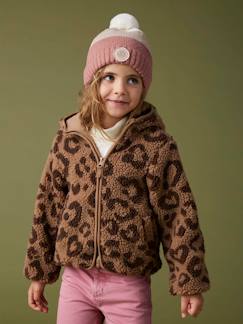 Niña-Abrigos y chaquetas-Chaqueta con capucha de sherpa estampado leopardo para niña