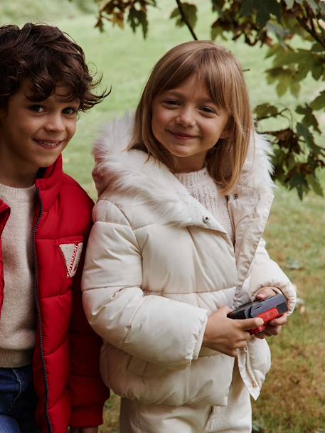 Chaqueta acolchada con motivos mágicos y forro sherpa para niña vainilla 