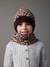 Conjunto gorro + snood + guantes leopardo para niña marrón estampado 