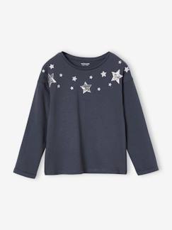 Camiseta navideña con estrellas brillantes para niña