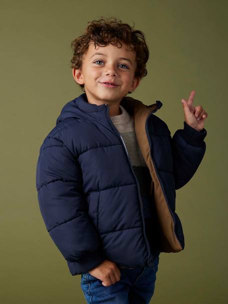 Parka reversible con capucha para niño bronce 