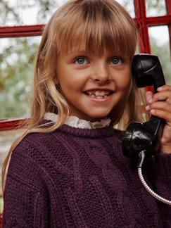 Niña-Jersey trenzado con cuello de bordado inglés para niña