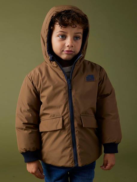 Parka reversible con capucha para niño bronce 