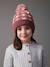 Conjunto gorro snood y guantes con corazones para niña azul grisáceo 