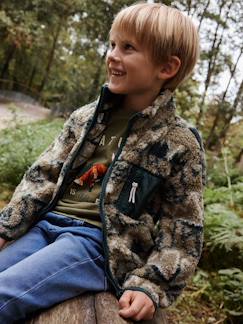 Niño-Jerséis, chaquetas de punto, sudaderas-Sudaderas-Sudadera con cremallera de punto polar y estampado camuflaje para niño