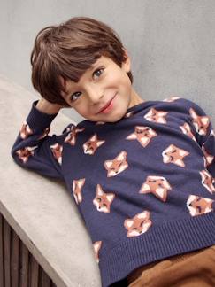 Niño-Jerséis, chaquetas de punto, sudaderas-Jerséis de punto-Jersey divertido jacquard zorros niño