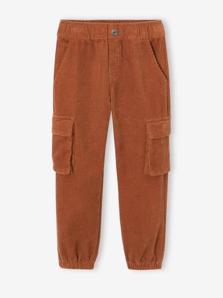 Pantalón cargo de pana con forro de punto para niño cacao 