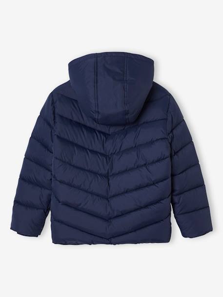 Chaqueta acolchada esquí con capucha  y forro sherpa para niño azul marino 