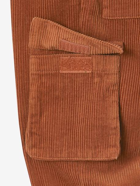 Pantalón cargo de pana con forro de punto para niño cacao 