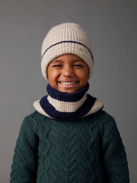 Conjunto gorro + snood + guantes 'cool kids' para niño azul grisáceo 