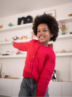 Niña-Jerséis, chaquetas de punto, sudaderas-Chaquetas de punto-Chaqueta «loose» de punto mullido para niña