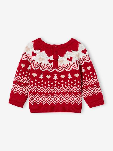 Jersey de punto jacquard navideño bebé niña rojo 