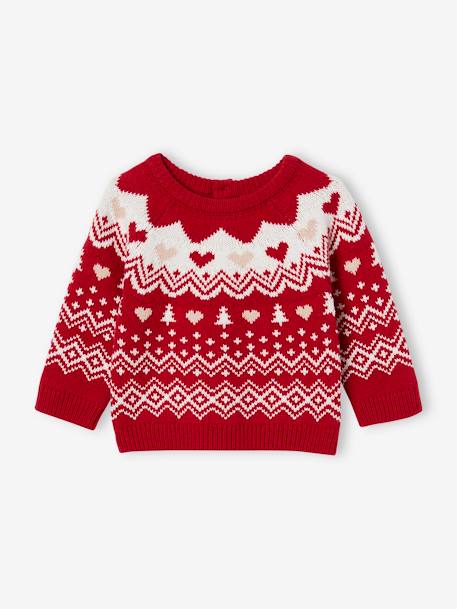 Jersey de punto jacquard navideño bebé niña rojo 