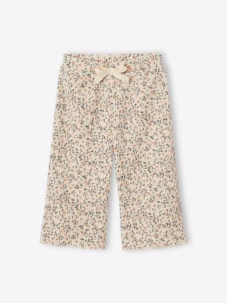 Pantalón ancho con flores para bebé niña crudo 