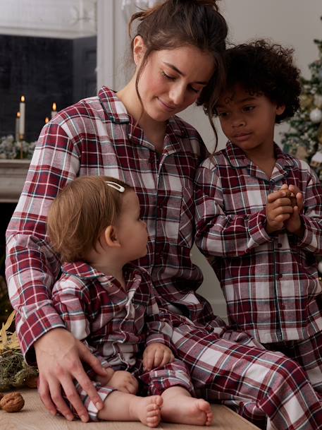 Pijama navideño a cuadros mujer Colección cápsula familia cuadros rojos 